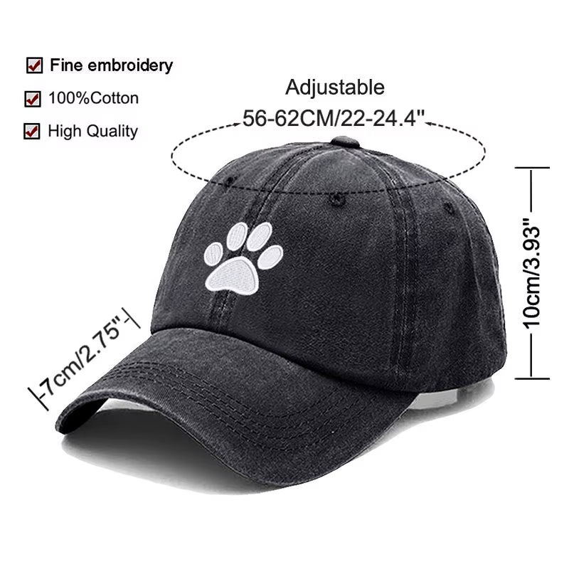 Dog Paw Vintage Washed Cotton High Quality Embroidery Dad Hat for Men Women Baseball Cap Golf Caps Snapback Cap Dropshipping