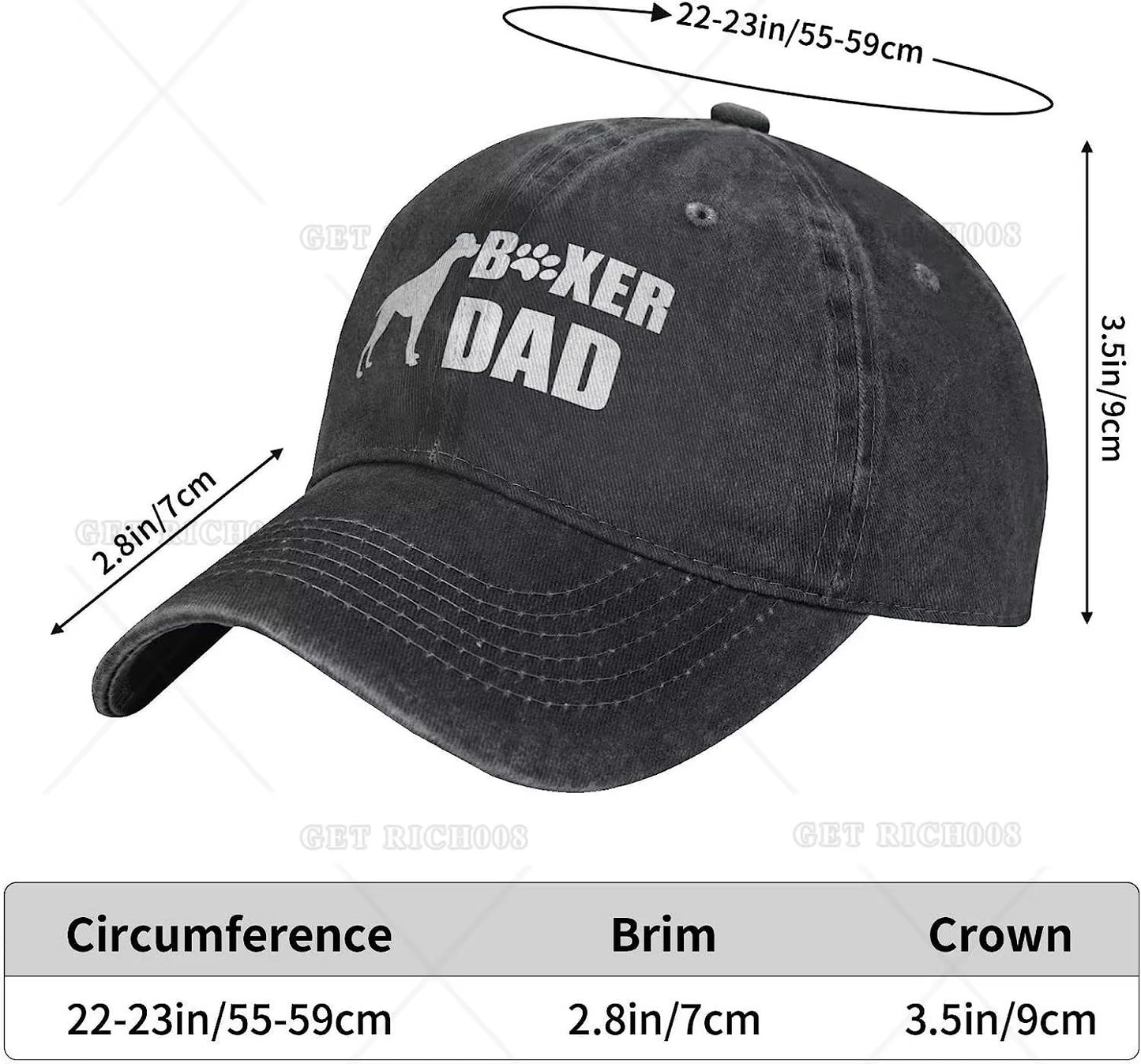 Mens Dog Boxer Dad Ever Baseball Caps Vintage Denim Distressed Snapback Hats Four Seasons Casual Unisex One Size