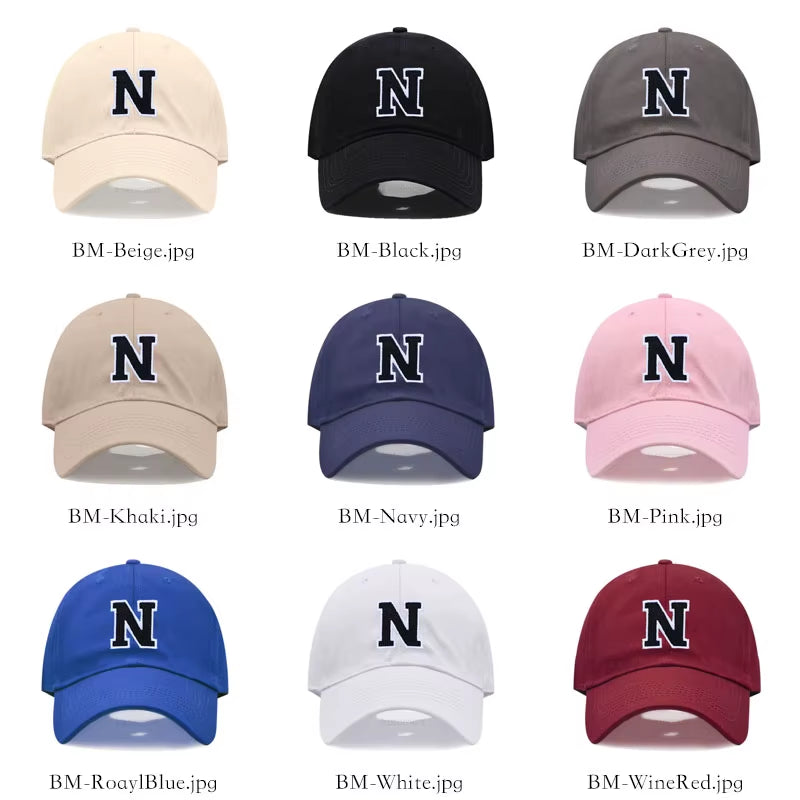 Initials Letters A-Z Embroidery Baseball Cap for Men Women Soft Cotton Fashion Dad Hat Adjustable Wholesale Dropshipping