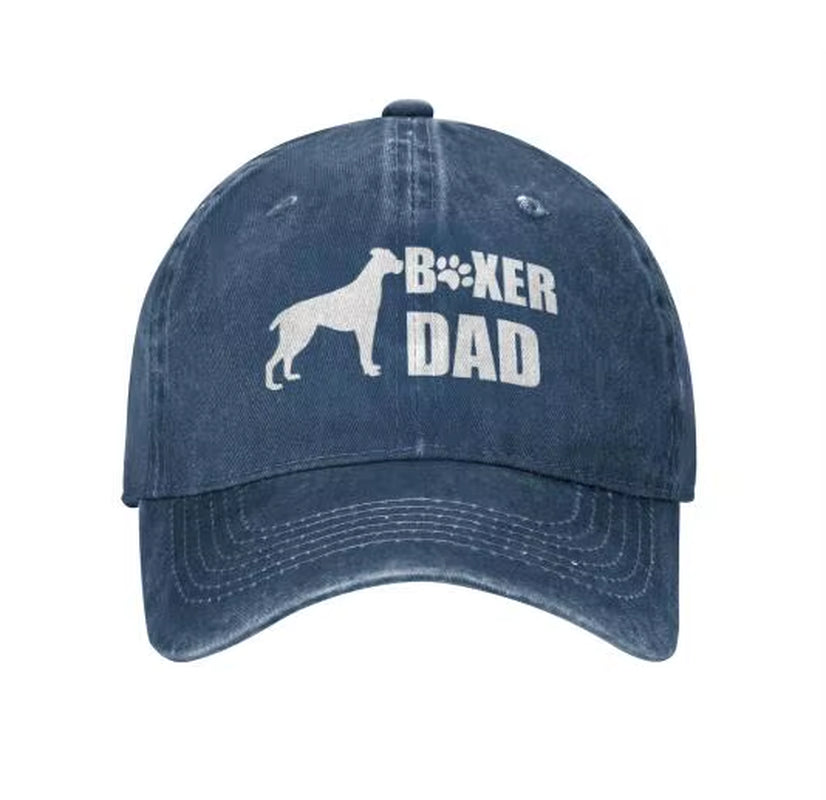 Mens Dog Boxer Dad Ever Baseball Caps Vintage Denim Distressed Snapback Hats Four Seasons Casual Unisex One Size