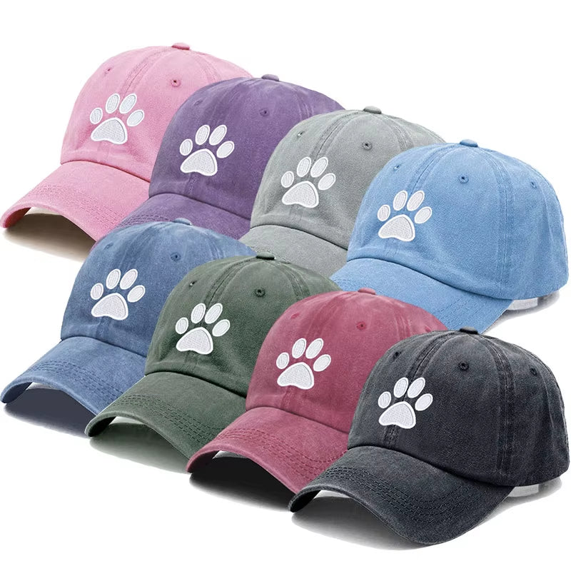 Dog Paw Vintage Washed Cotton High Quality Embroidery Dad Hat for Men Women Baseball Cap Golf Caps Snapback Cap Dropshipping