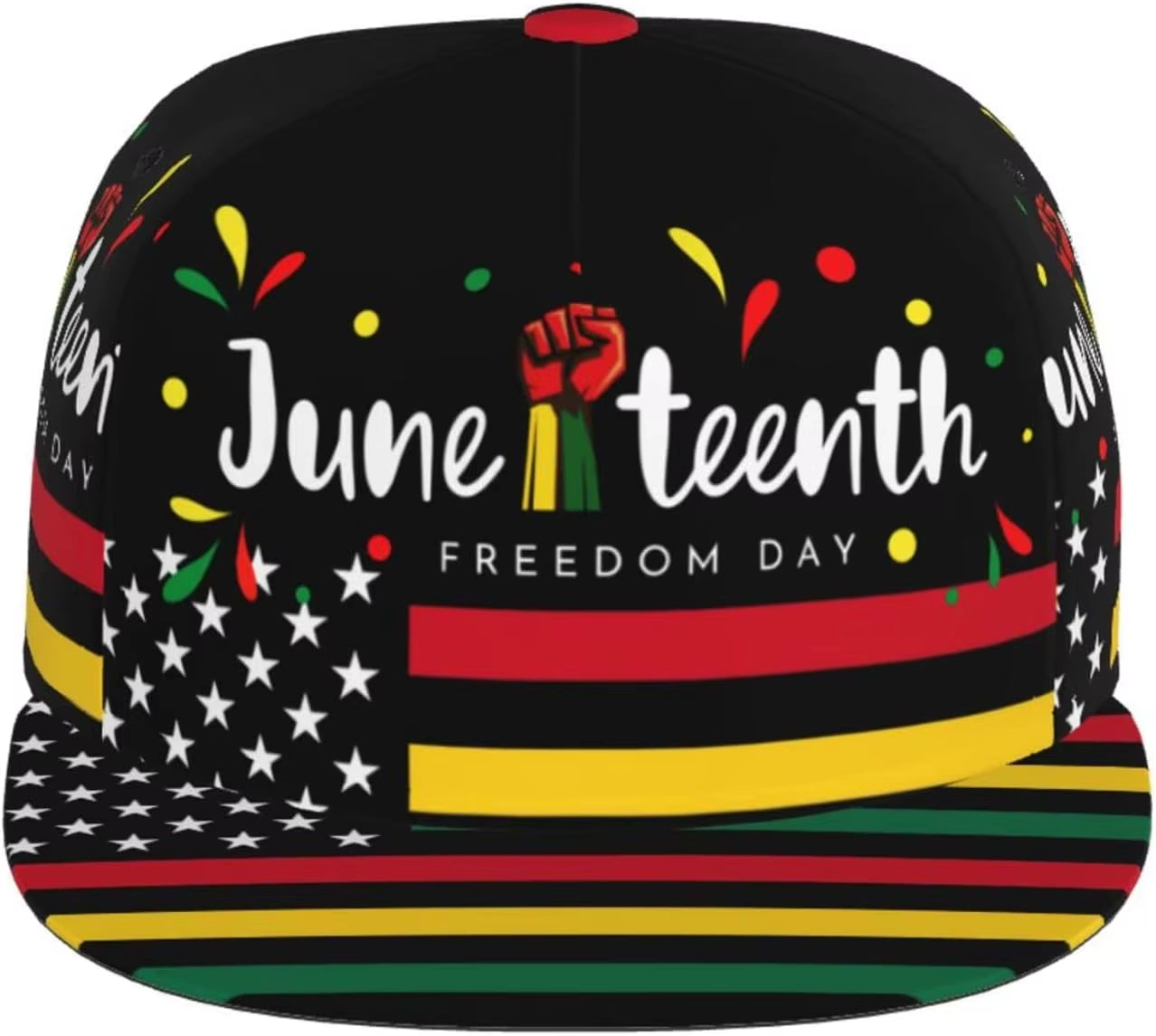 Juneteenth Freedom Day 1865 Snapback Hat for Women Men Adjustable Hip Hop Cap Flat Brim Hat Trucker Hat One Size