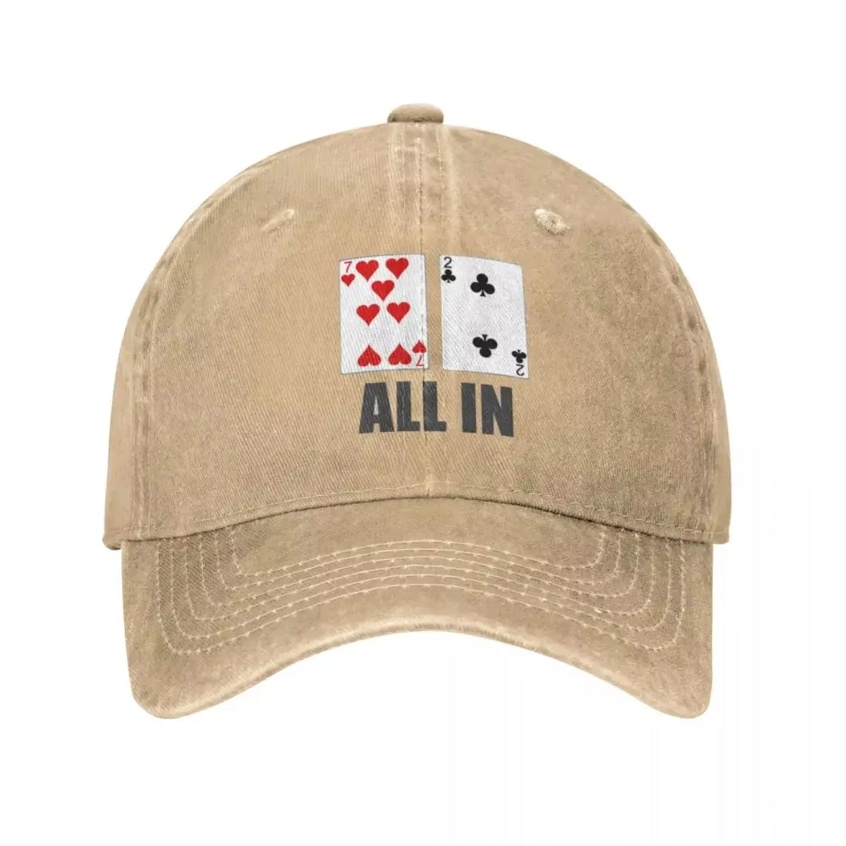 Poker Baseball Cap All in 7 2 Men Design Trucker Hat Summer Retro Gym Sun-Proof Baseball Caps
