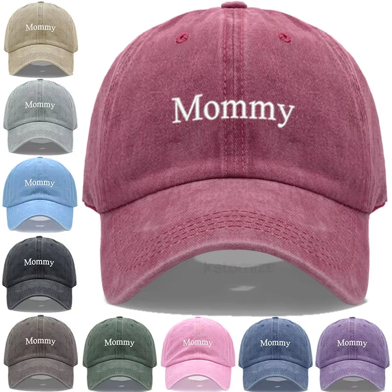 Vintage Washed Cotton Baseball Cap for Women Mommy Embroidery Mom Hat Mother'S Day Birthday Gift Wholesale Dropshipping