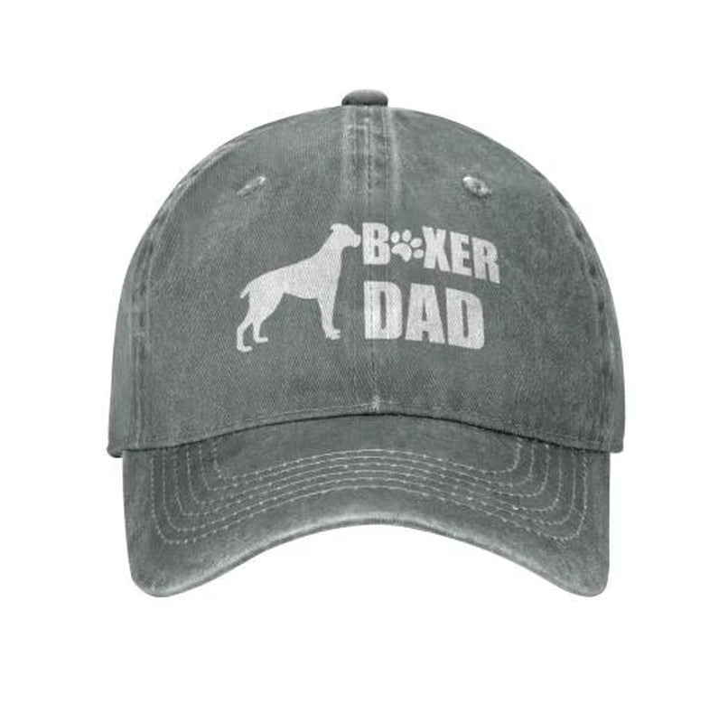 Mens Dog Boxer Dad Ever Baseball Caps Vintage Denim Distressed Snapback Hats Four Seasons Casual Unisex One Size