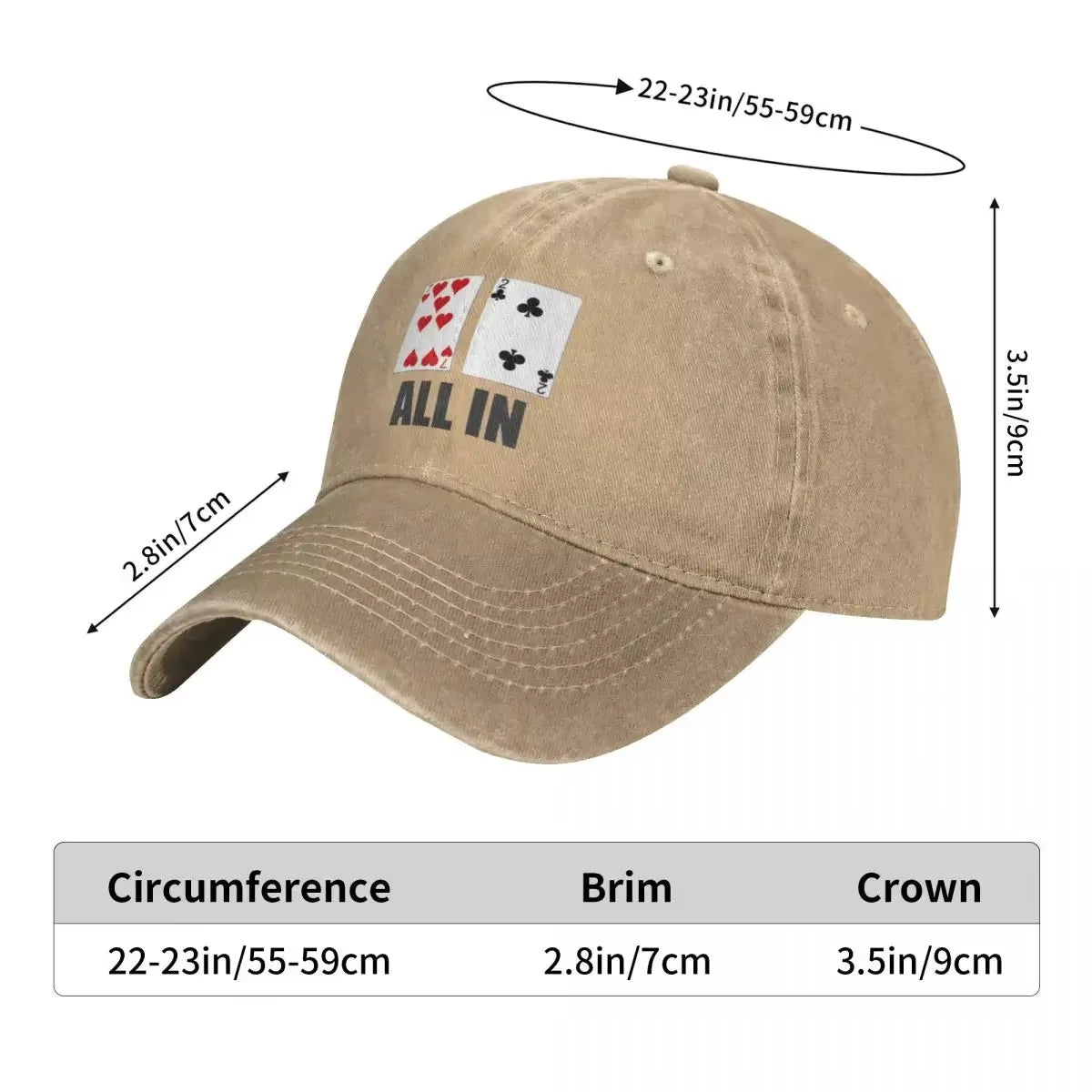 Poker Baseball Cap All in 7 2 Men Design Trucker Hat Summer Retro Gym Sun-Proof Baseball Caps