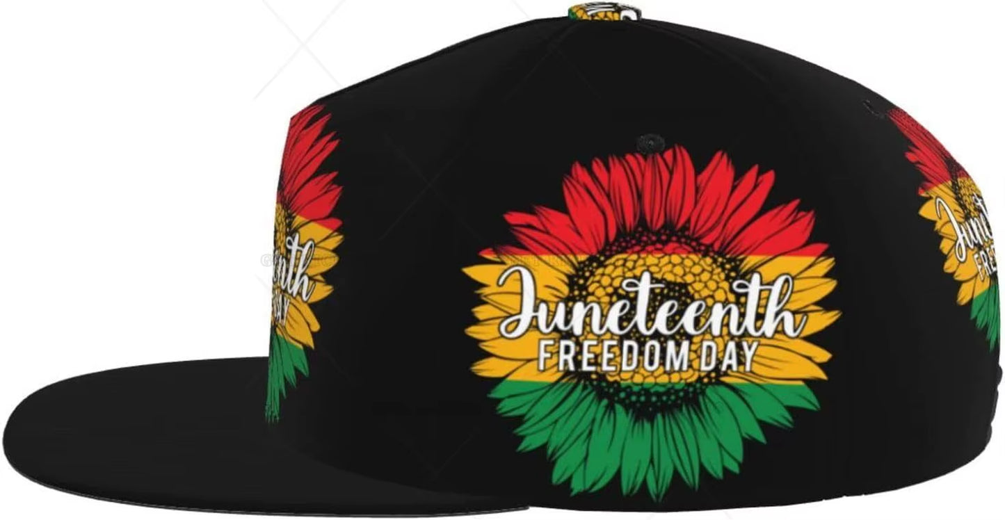 Juneteenth Freedom Day 1865 Snapback Hat for Women Men Adjustable Hip Hop Cap Flat Brim Hat Trucker Hat One Size