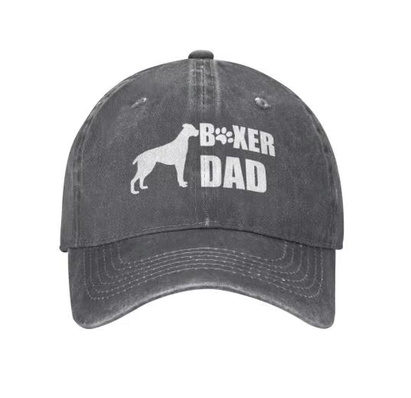 Mens Dog Boxer Dad Ever Baseball Caps Vintage Denim Distressed Snapback Hats Four Seasons Casual Unisex One Size