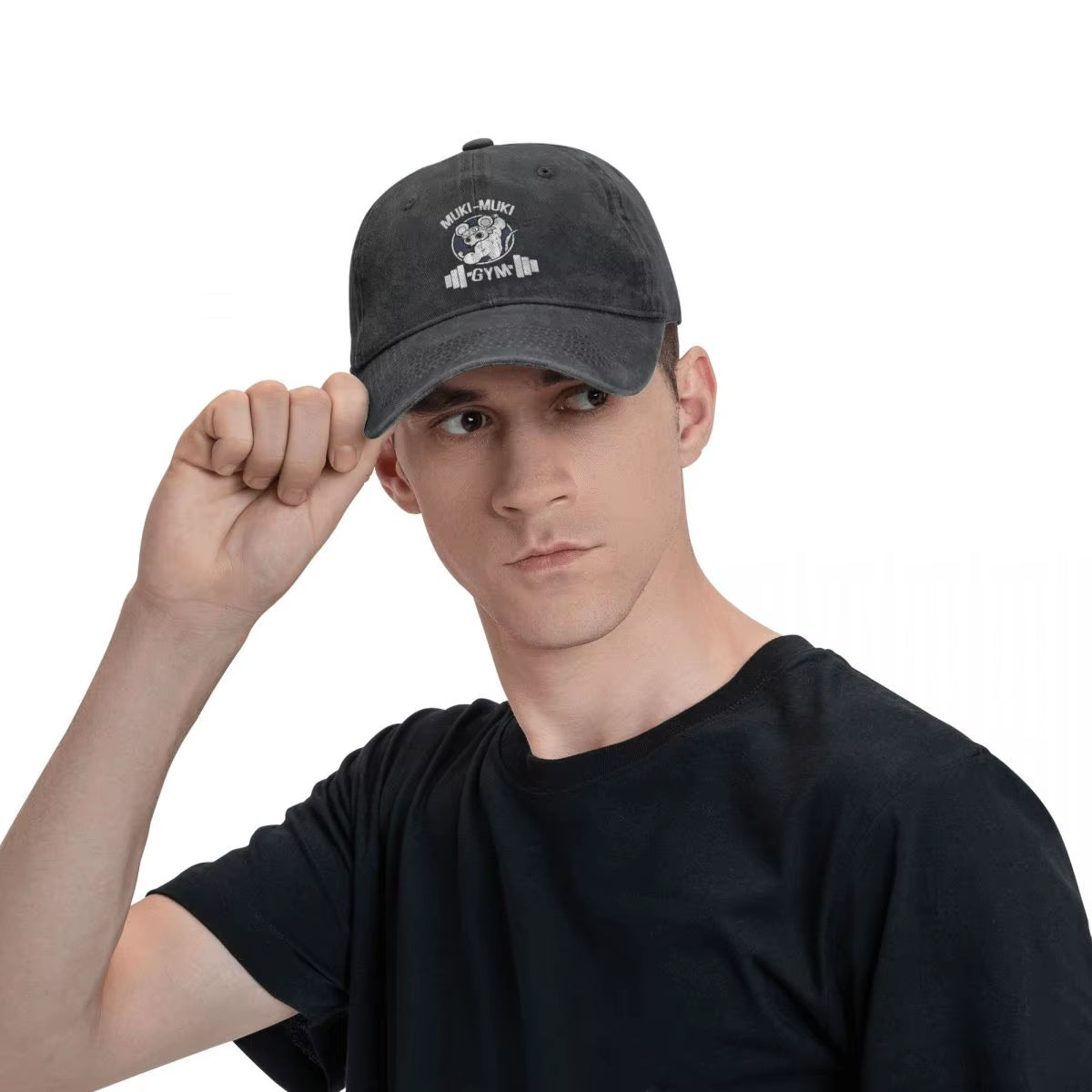 Retro Demon Slayer Muscle Mice Gym Muki Muki Baseball Cap Unisex Style Distressed Washed Headwear Outdoor All Seasons Travel Hat