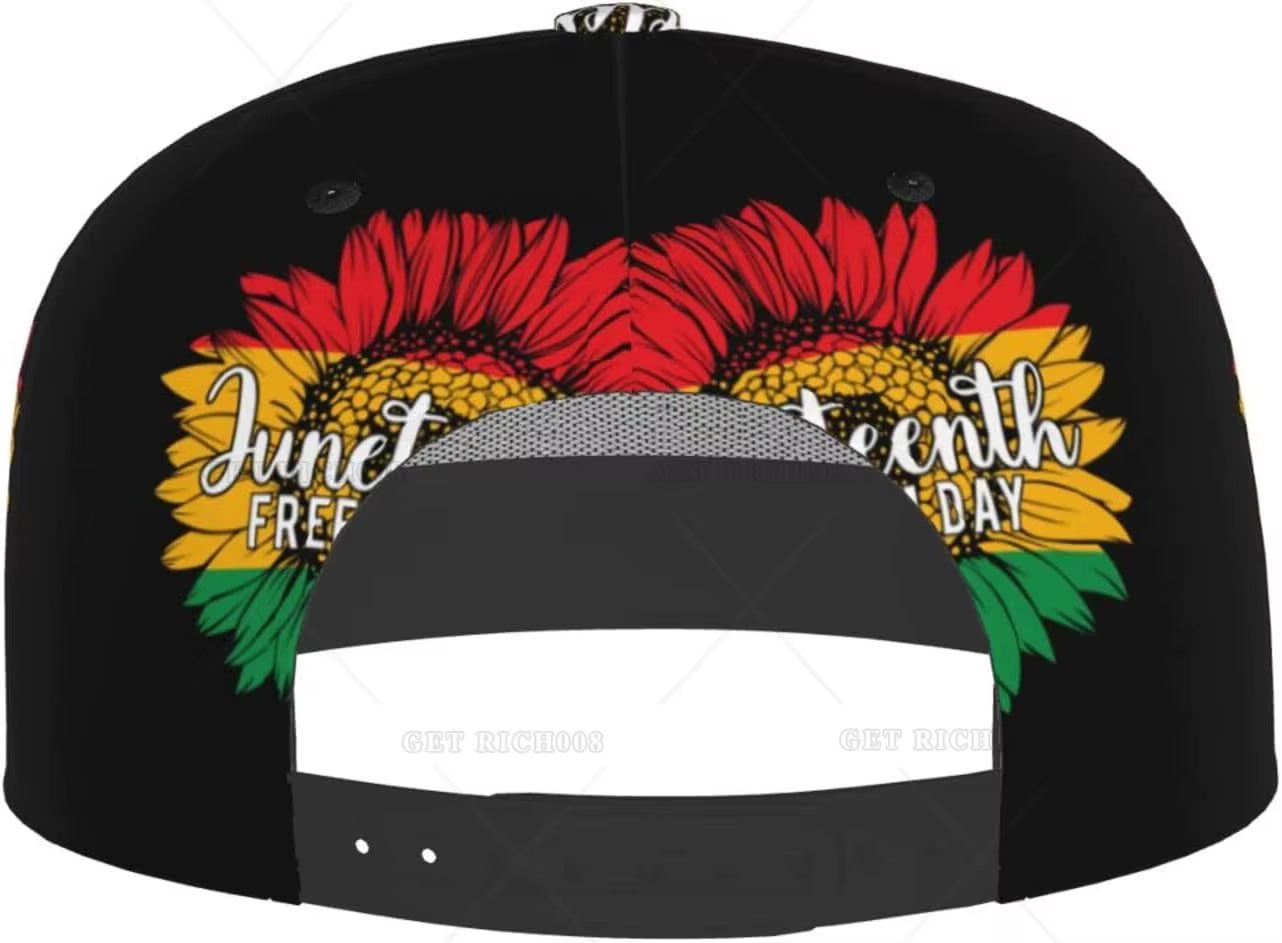 Juneteenth Freedom Day 1865 Snapback Hat for Women Men Adjustable Hip Hop Cap Flat Brim Hat Trucker Hat One Size