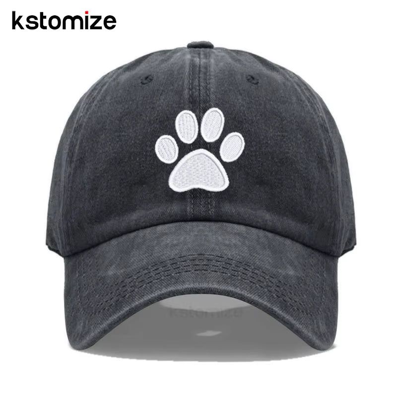 Dog Paw Vintage Washed Cotton High Quality Embroidery Dad Hat for Men Women Baseball Cap Golf Caps Snapback Cap Dropshipping