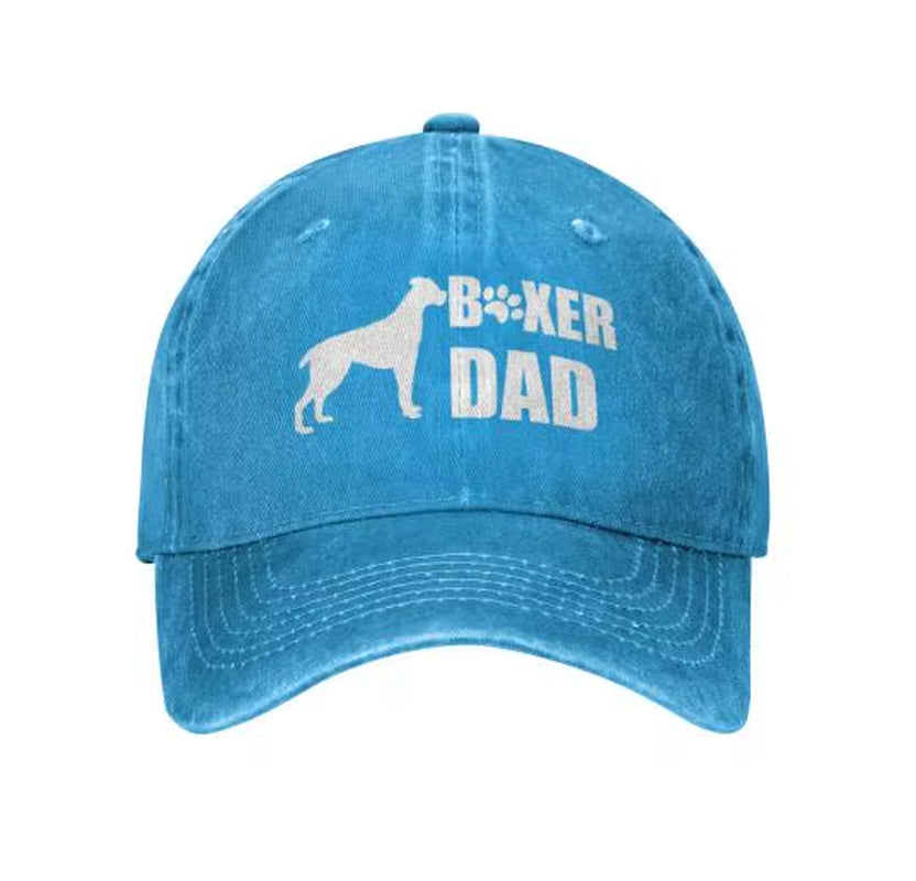 Mens Dog Boxer Dad Ever Baseball Caps Vintage Denim Distressed Snapback Hats Four Seasons Casual Unisex One Size