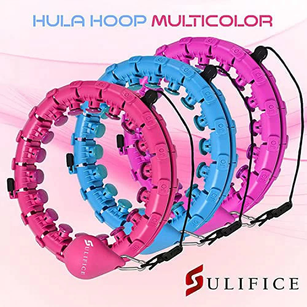 Smart Weighted Hula Hoop for Exercise and Weight Loss, 24 Knots, Pink
