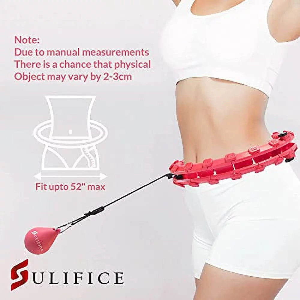 Smart Weighted Hula Hoop for Exercise and Weight Loss, 24 Knots, Pink