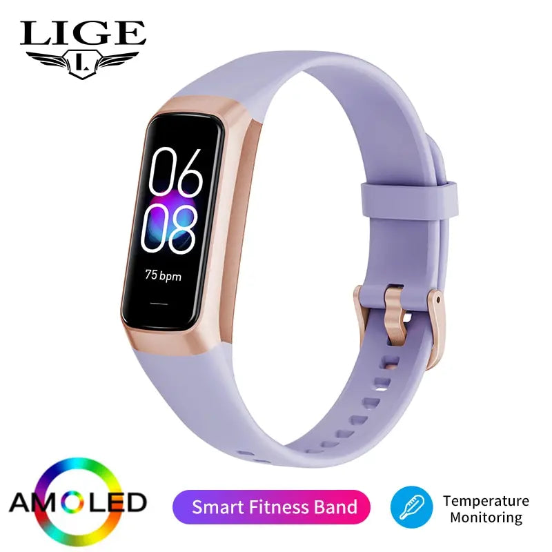 LIGE AMOLED Smart Watch 2023 – Relógio Inteligente Masculino e Feminino, Monitor de Frequência Cardíaca, Pressão Arterial, Monitoramento de Atividades, Resistente à Água e Fitness Tracker