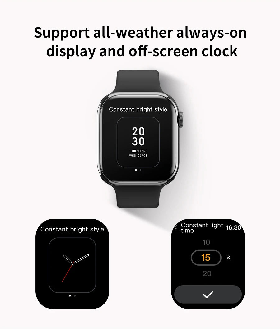 2024 novo relógio inteligente de carregamento sem fio smartwatch, bluetooth, chamadas, unisexo.