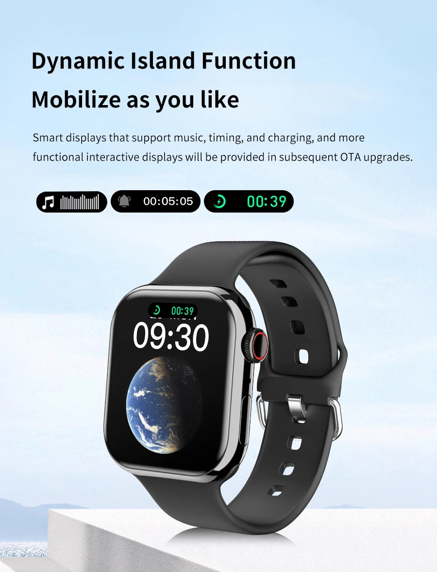 2024 novo relógio inteligente de carregamento sem fio smartwatch, bluetooth, chamadas, unisexo.
