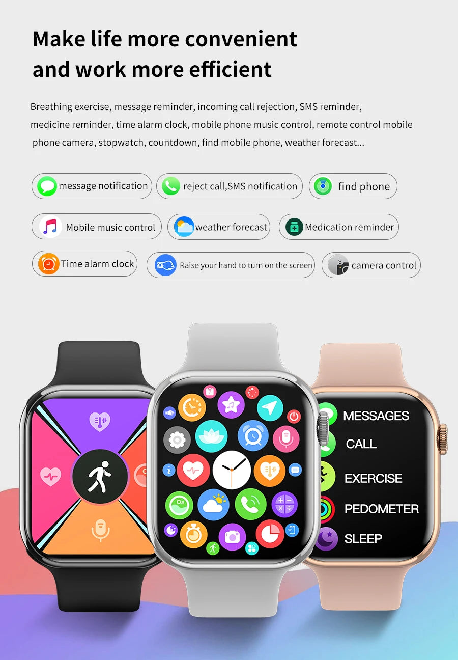 2024 novo relógio inteligente de carregamento sem fio smartwatch, bluetooth, chamadas, unisexo.