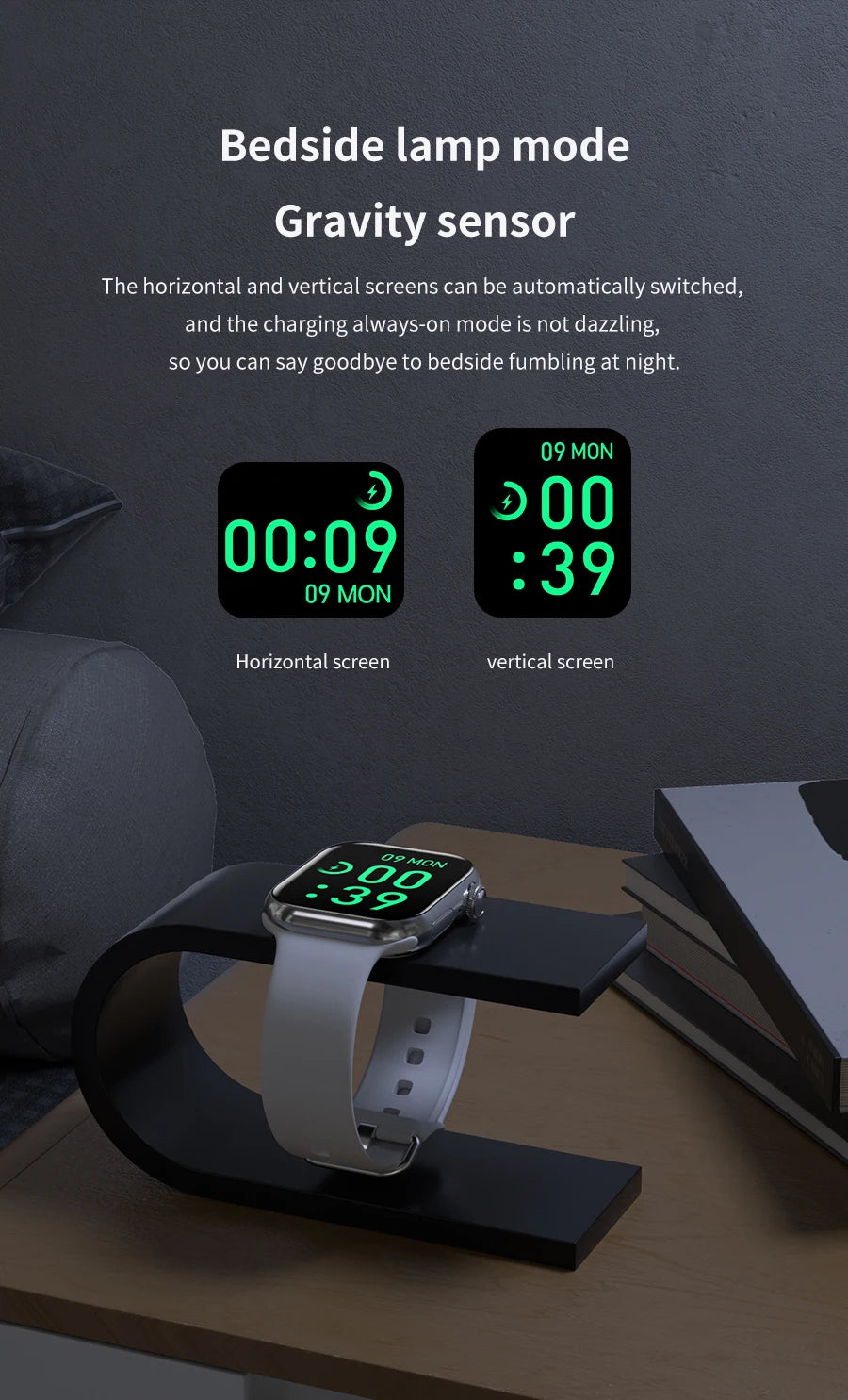 2024 novo relógio inteligente de carregamento sem fio smartwatch, bluetooth, chamadas, unisexo.