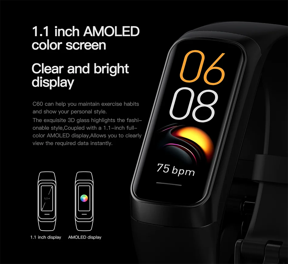 LIGE AMOLED Smart Watch 2023 – Relógio Inteligente Masculino e Feminino, Monitor de Frequência Cardíaca, Pressão Arterial, Monitoramento de Atividades, Resistente à Água e Fitness Tracker