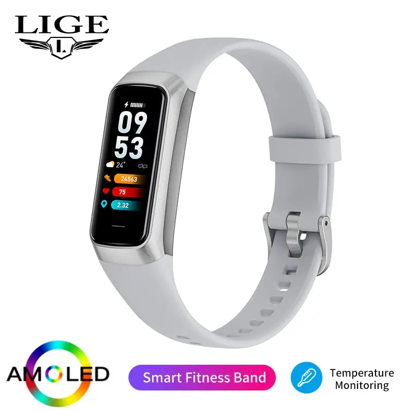 LIGE AMOLED Smart Watch 2023 – Relógio Inteligente Masculino e Feminino, Monitor de Frequência Cardíaca, Pressão Arterial, Monitoramento de Atividades, Resistente à Água e Fitness Tracker