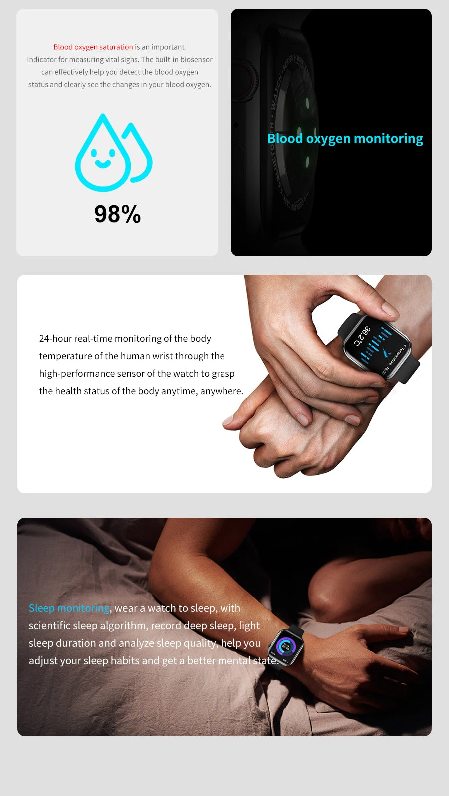 2024 novo relógio inteligente de carregamento sem fio smartwatch, bluetooth, chamadas, unisexo..