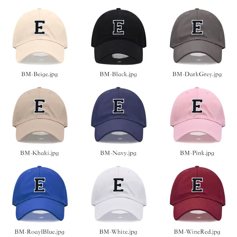 Initials Letters A-Z Embroidery Baseball Cap for Men Women Soft Cotton Fashion Dad Hat Adjustable Wholesale Dropshipping