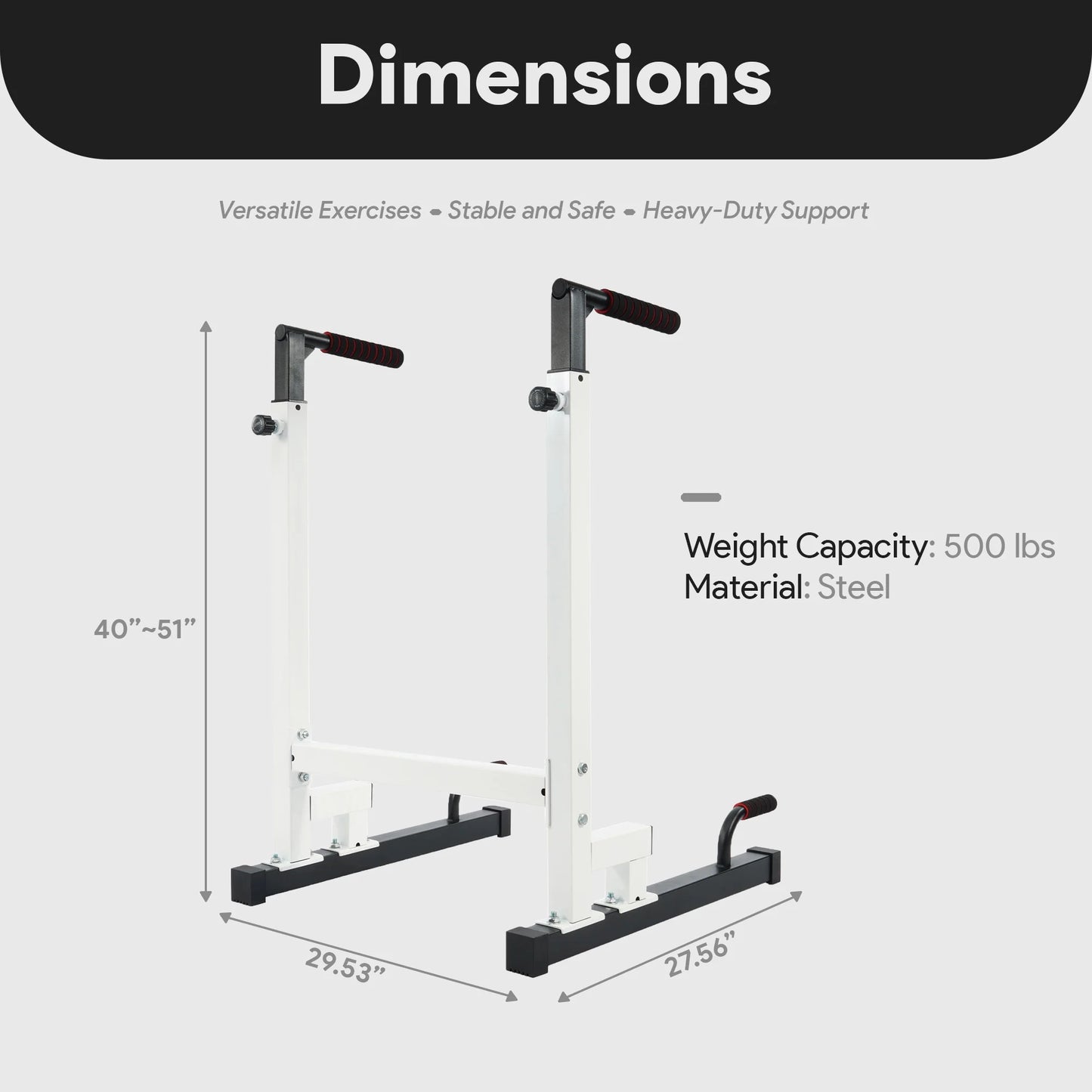 Multi Function Home Gym Exercise Fitness Dip Stand, White