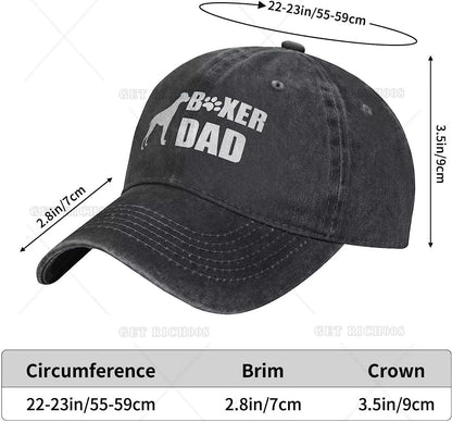 Mens Dog Boxer Dad Ever Baseball Caps Vintage Denim Distressed Snapback Hats Four Seasons Casual Unisex One Size