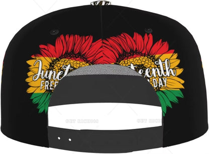 Juneteenth Freedom Day 1865 Snapback Hat for Women Men Adjustable Hip Hop Cap Flat Brim Hat Trucker Hat One Size
