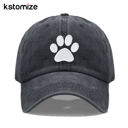 Dog Paw Vintage Washed Cotton High Quality Embroidery Dad Hat for Men Women Baseball Cap Golf Caps Snapback Cap Dropshipping
