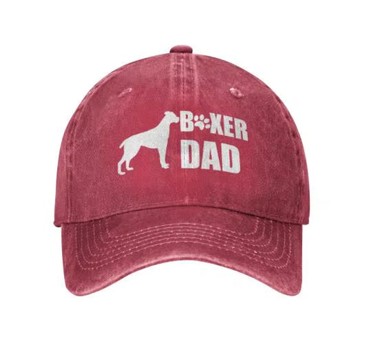 Mens Dog Boxer Dad Ever Baseball Caps Vintage Denim Distressed Snapback Hats Four Seasons Casual Unisex One Size