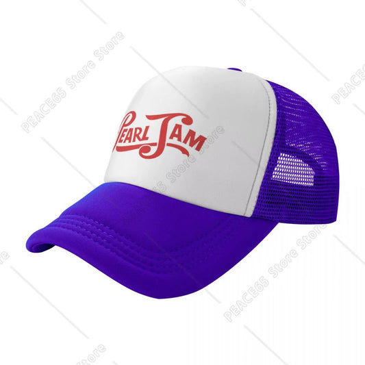 Graphic Red Pearls Jams Letters Cool Mesh Baseball Cap Womens High-End Trucker Hat Spring Summer Street Dance Hats
