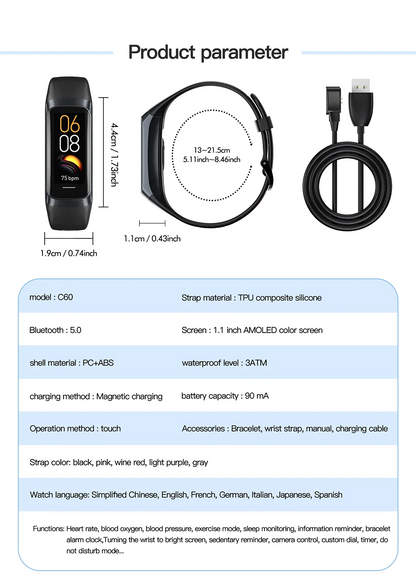 LIGE AMOLED Smart Watch 2023 – Relógio Inteligente Masculino e Feminino, Monitor de Frequência Cardíaca, Pressão Arterial, Monitoramento de Atividades, Resistente à Água e Fitness Tracker