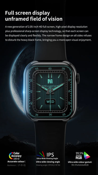 2024 novo relógio inteligente de carregamento sem fio smartwatch, bluetooth, chamadas, unisexo..
