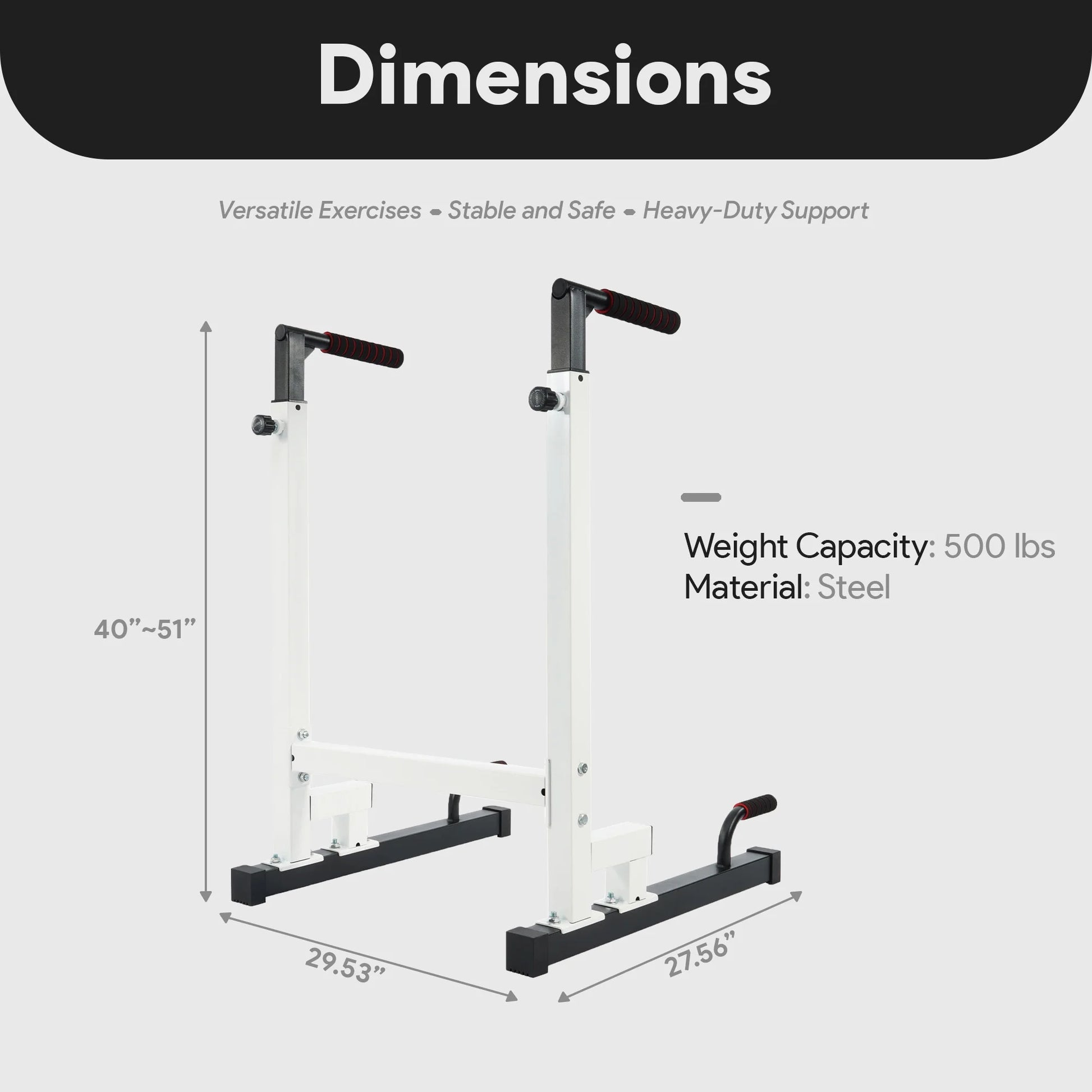 Multi Function Home Gym Exercise Fitness Dip Stand, White